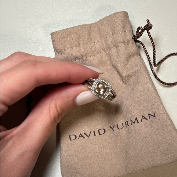 David Yurman Petite Albion Ring in Sterling Silver with Morganite & Diamonds - Picture 3 of 3